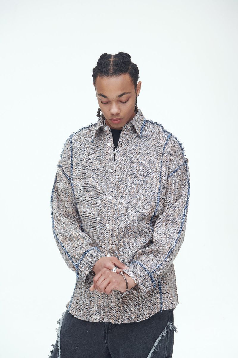 Sserpe（セルぺ）の「Picnic Mat Tassel Shirts Navy（Tops）」