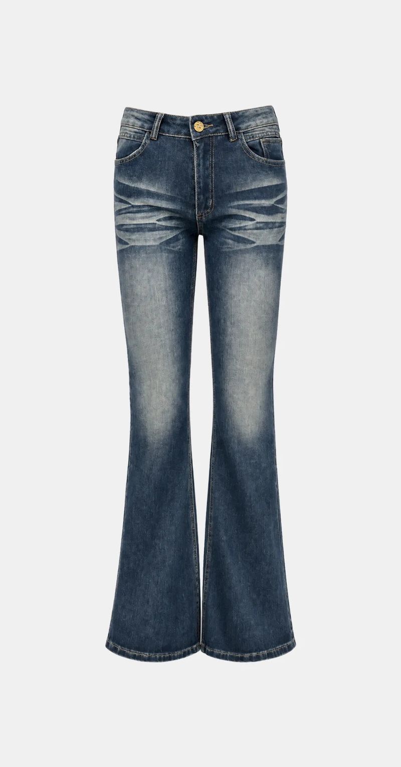 Vintage Washed Bootcut Denim Jeans