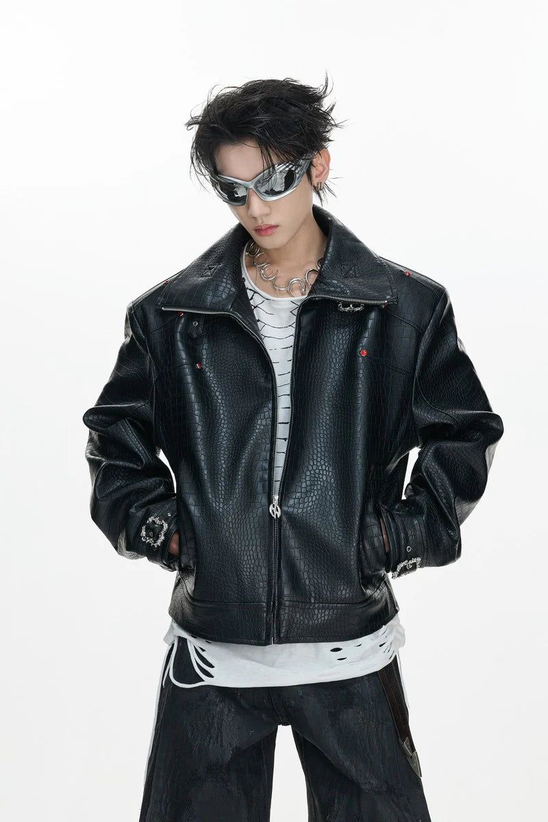 Croc Texture Bionic Leather Jacket