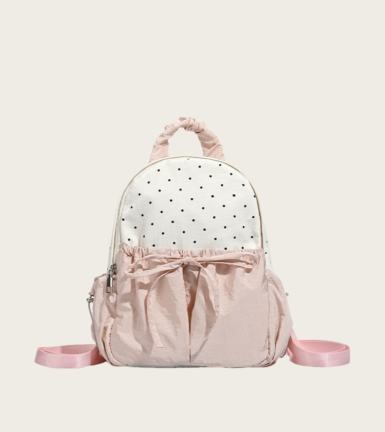 Ribbon Polka Dot Canvas Backpack – Cute College & Commuter Bag
