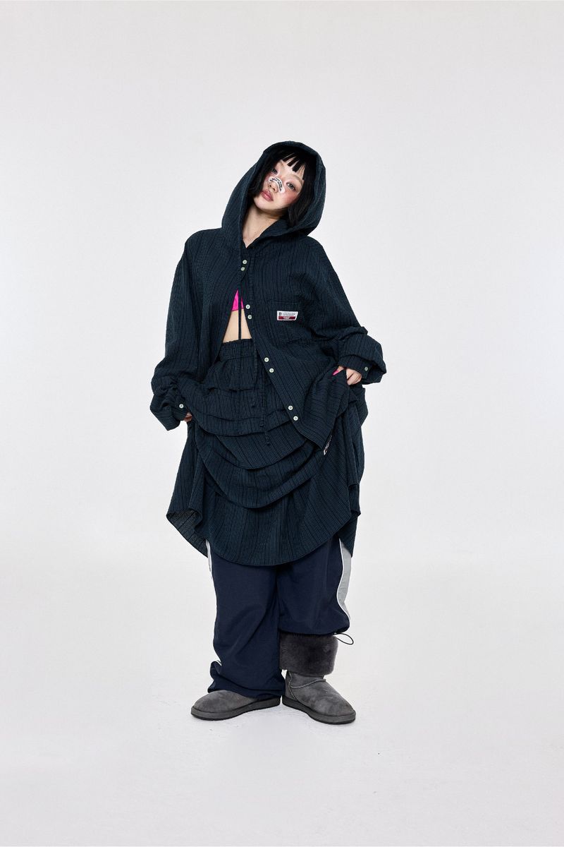チェックフーディシャツNavy