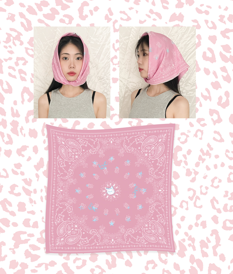 Paisley cat bandana scarf_ pink