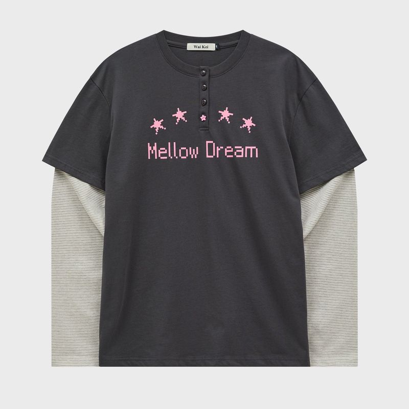 MELLOW DREAM Stripe Layerd T-shirt