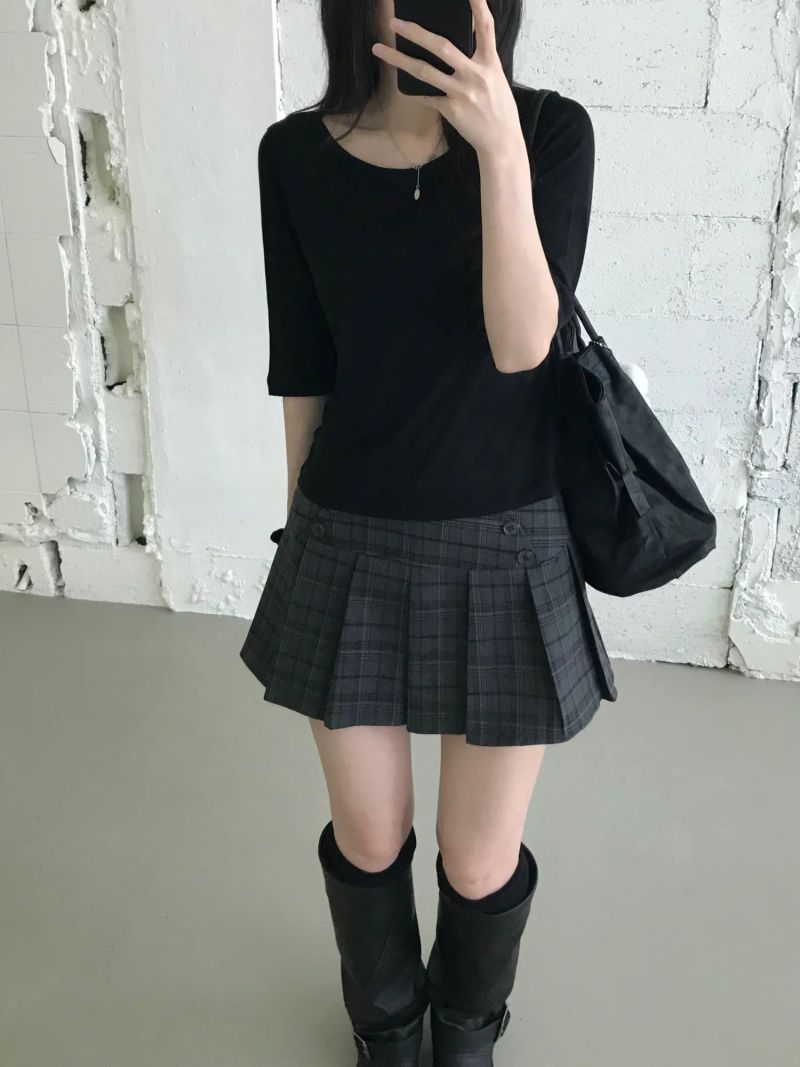 Kona Check Pleated Mini Skirt (one color)