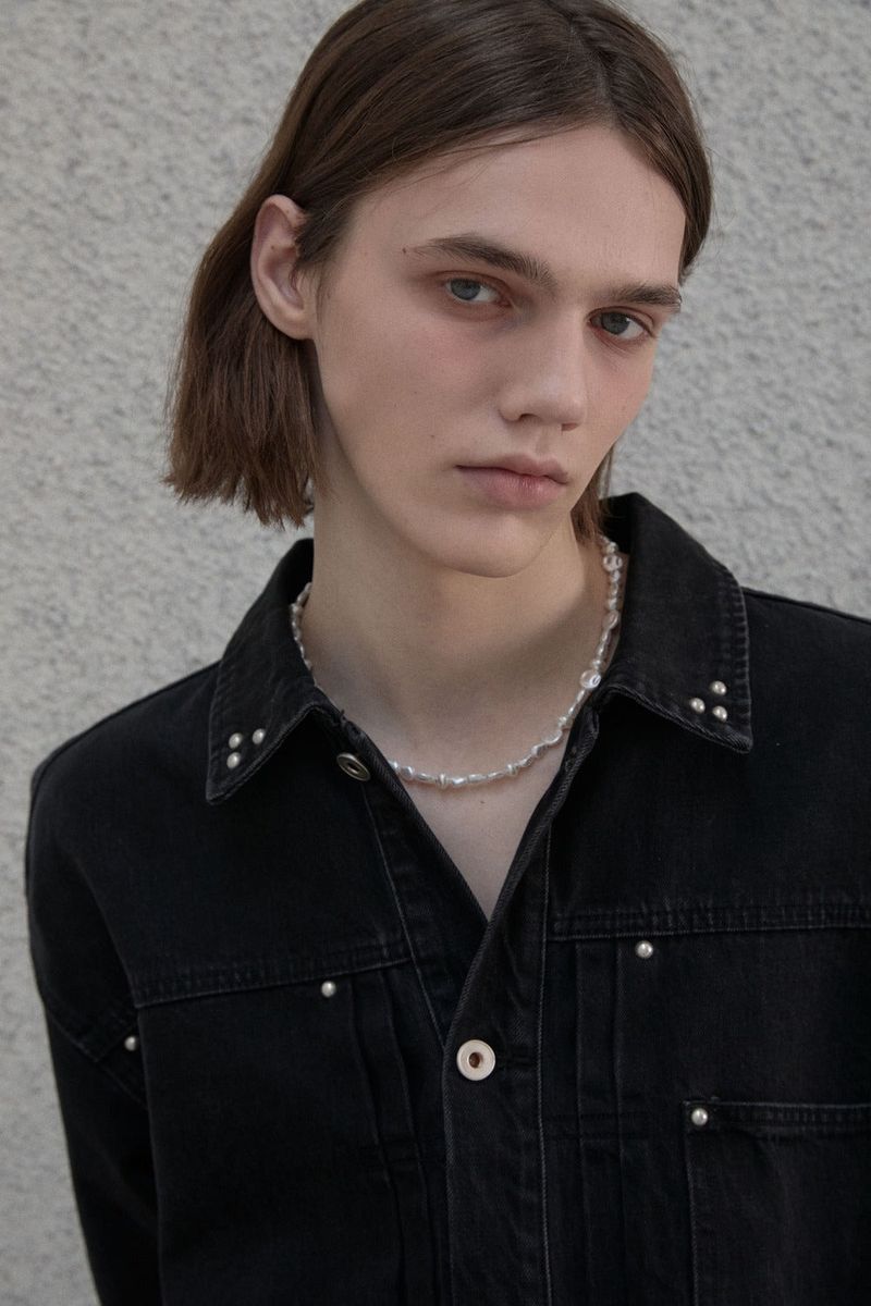 Studded selvage washed denim - Jacket