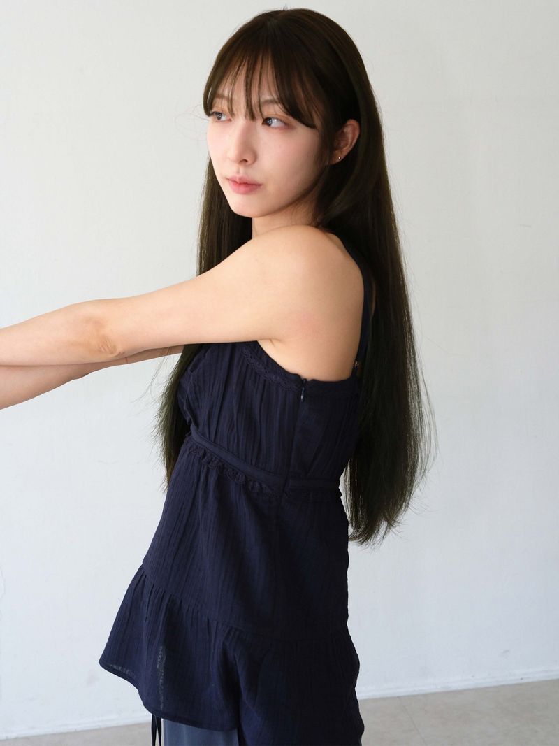 Boho Shirring Sleeveless (Navy)