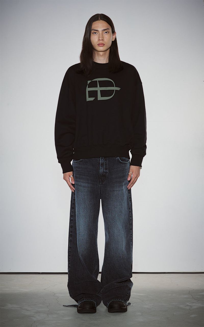 DESTROYED HEM WIDE DENIM_BLACK
