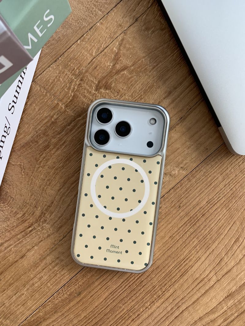 [MADE]イエロードット エポキシ シルバー MagSafe対応 iPhoneケース