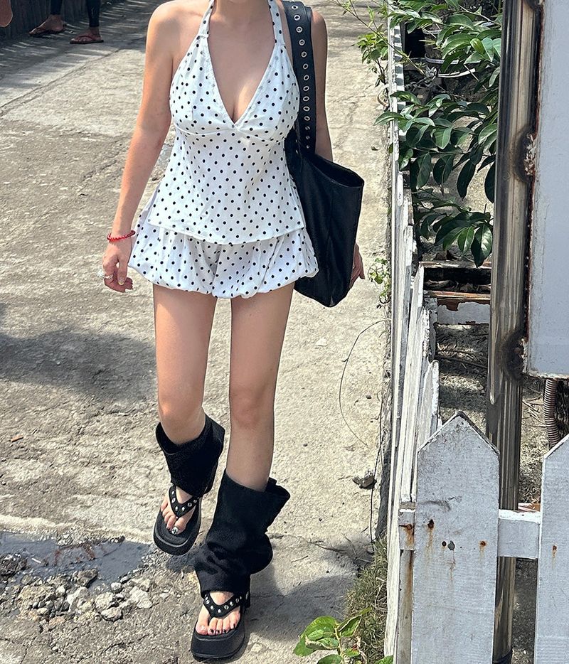 Bonnie dot bagless bustier blouse