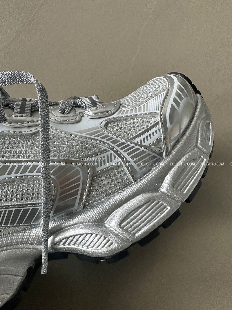 Cubic Silver Cowhide Hoop Sneakers