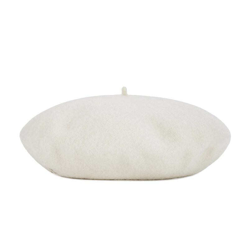 VARZAR Cursive Logo Wool Beret / Ivory