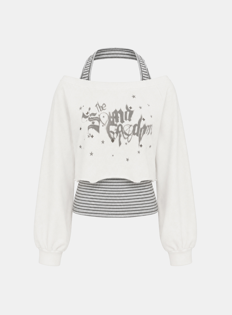 Mirielle Stripe Graphic Sweatshirt Set