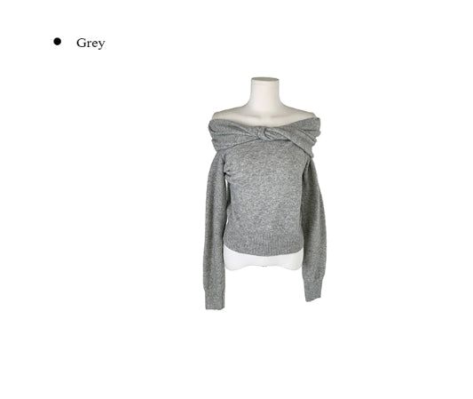 Helen Off-Shoulder Ribbon Twist Loose-Fit Knit