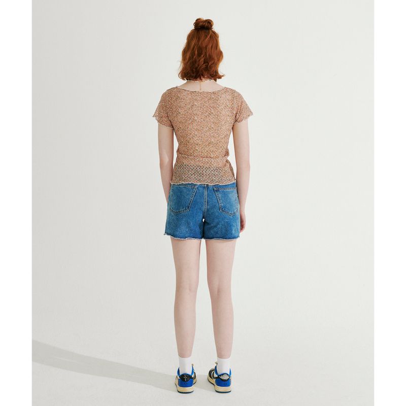 INTERLOCK STITCH LACE TOP_ORANGE