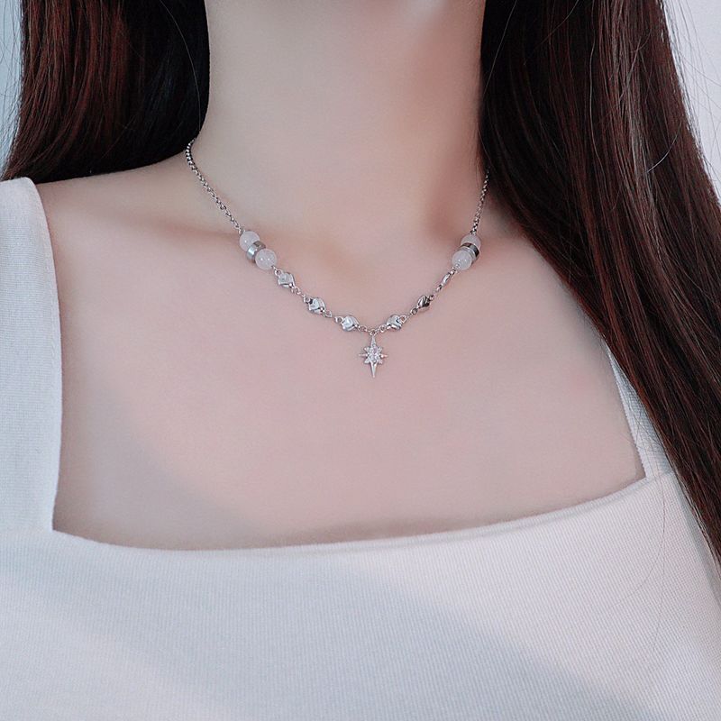 Crystal Heart White Jade Gemstone Necklace