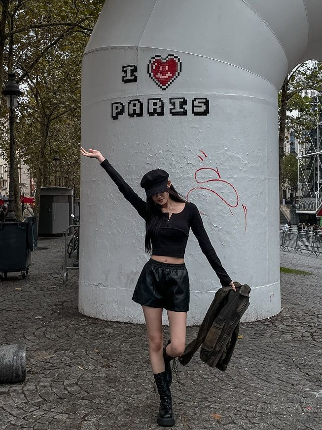 Lulu Banding Leather Shorts