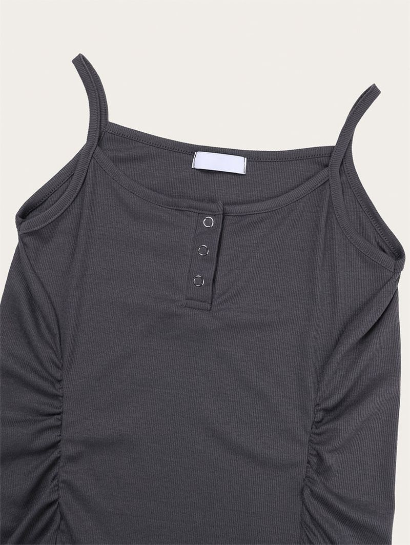 SIDE SHIRRING BUTTON SLEEVELESS (3C)