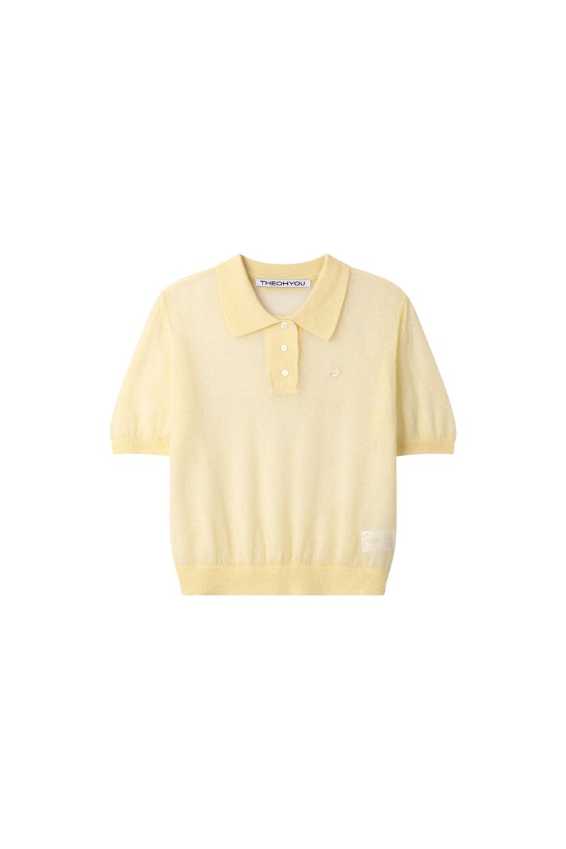 SEE-THROUGH COLLAR HALF KNIT (LEMON)