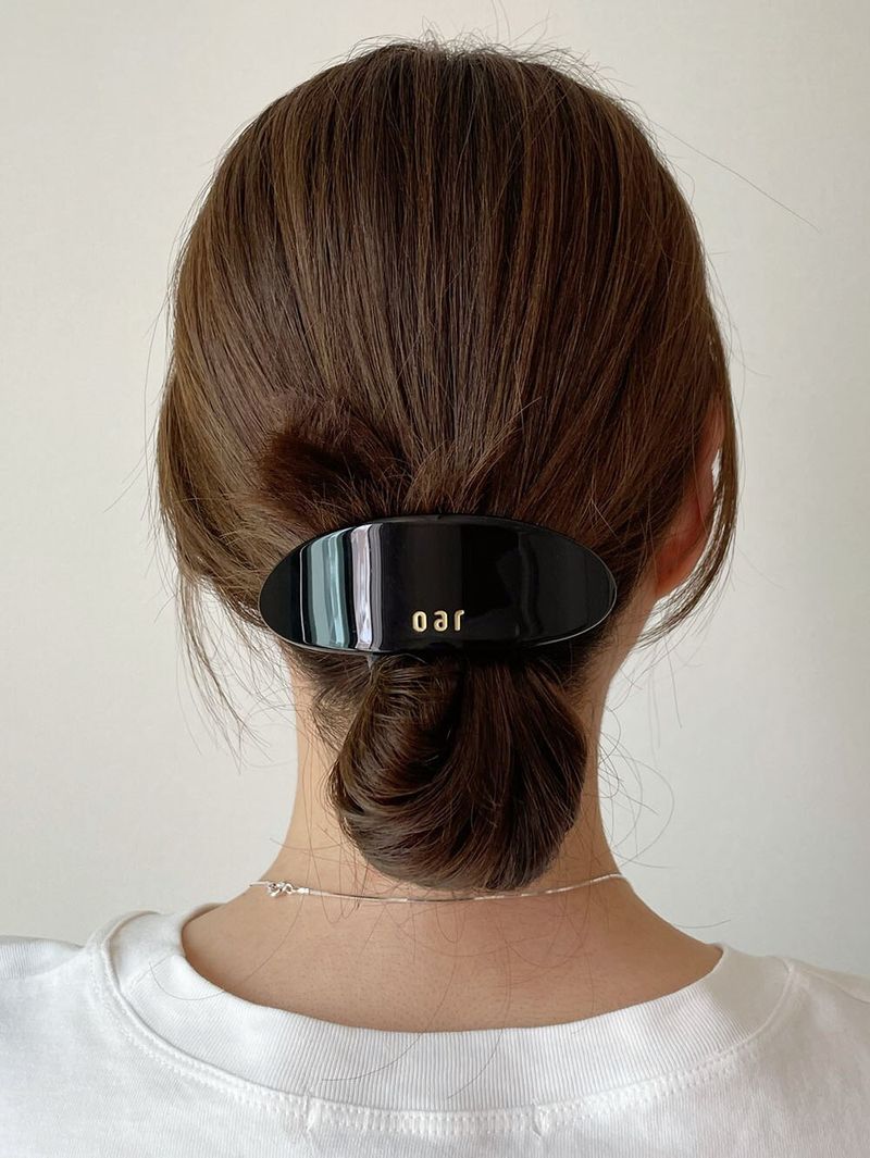 oar Classic Big Marble Barrette [Black]
