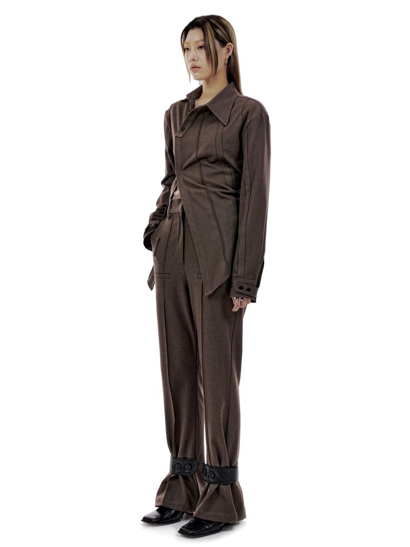 UNBALANCED BUTTON STRAP SHIRT