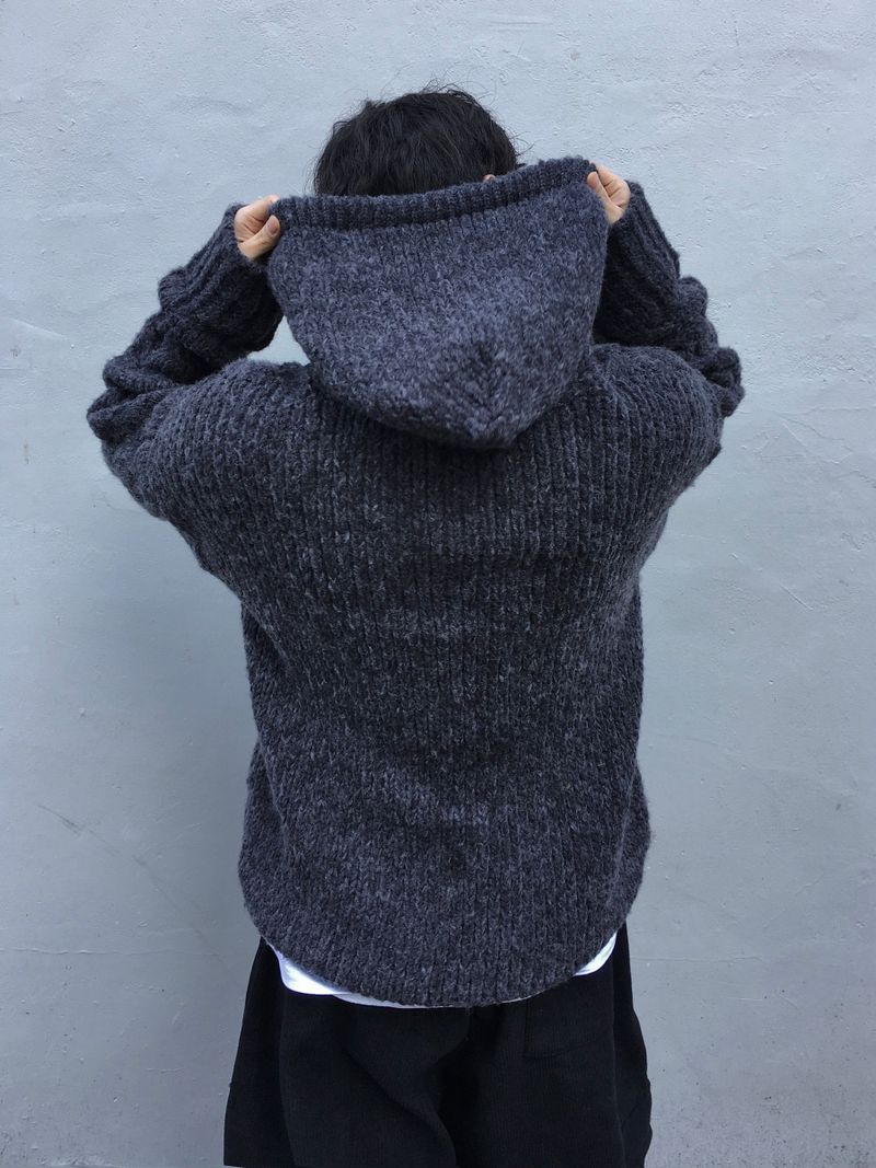 Wit Twisted Henley Neck Hooded Knit 3C
