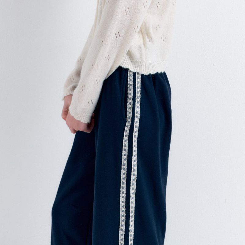 Lace Lining Track Pants_Navy