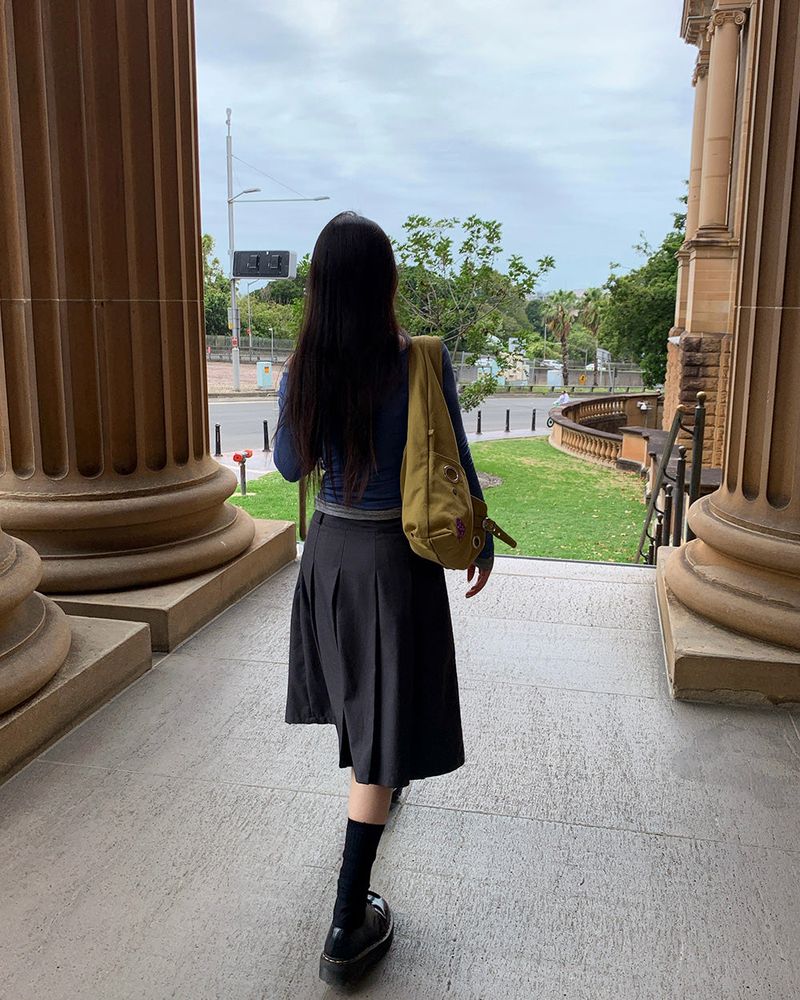 [ORIGINAL] Kachi midi pleats skirt