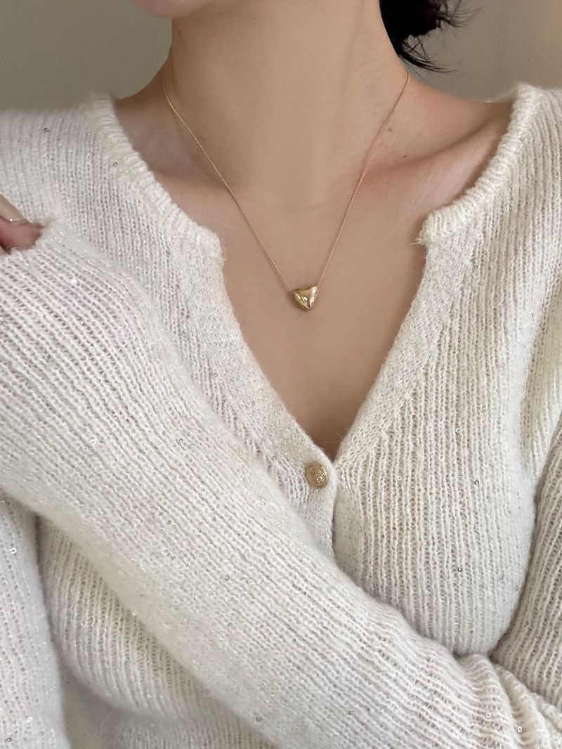 [2 size] simple ball heart necklace