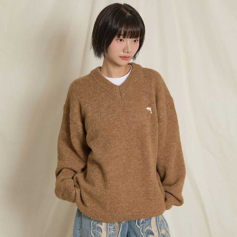 Dolphin Hairy V Neck Knit