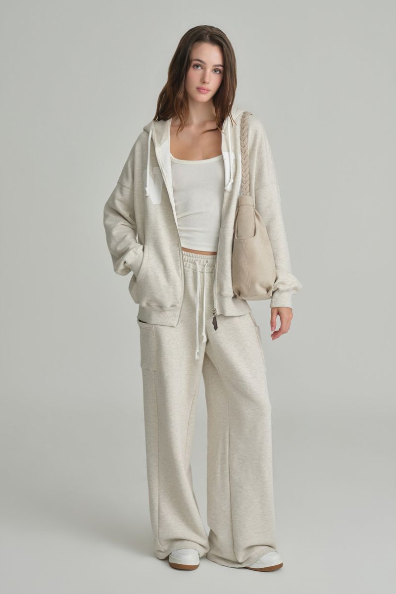NYC hooded zip-up, Light Melange