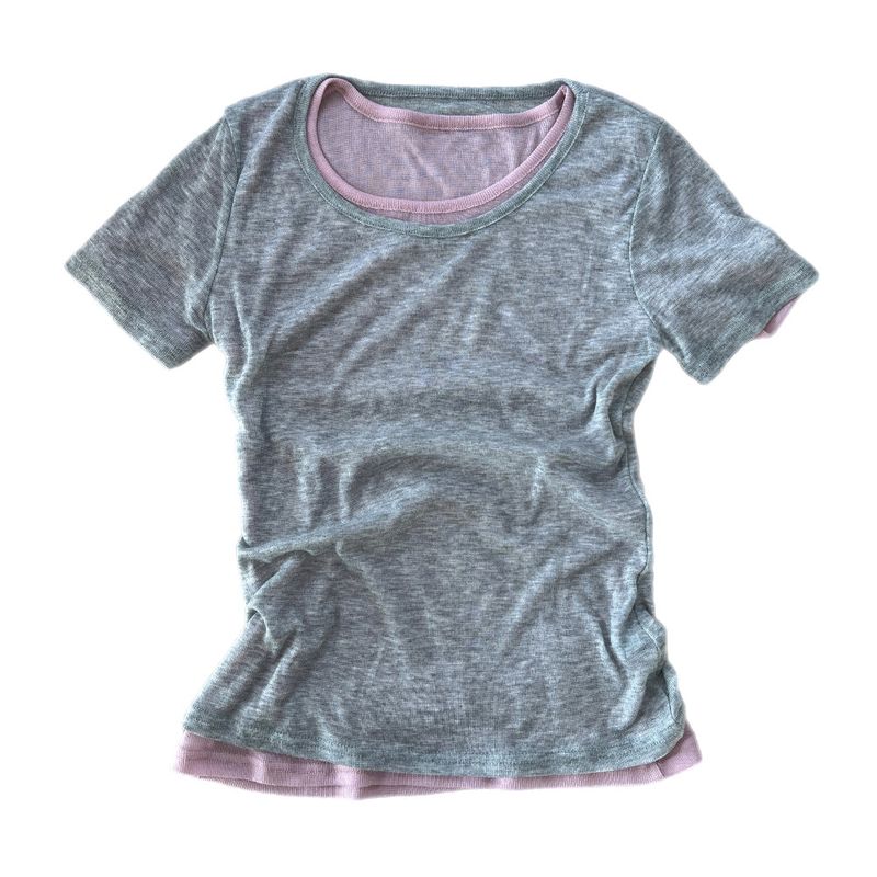 Melting Sheer Layered Half Sleeve Tee