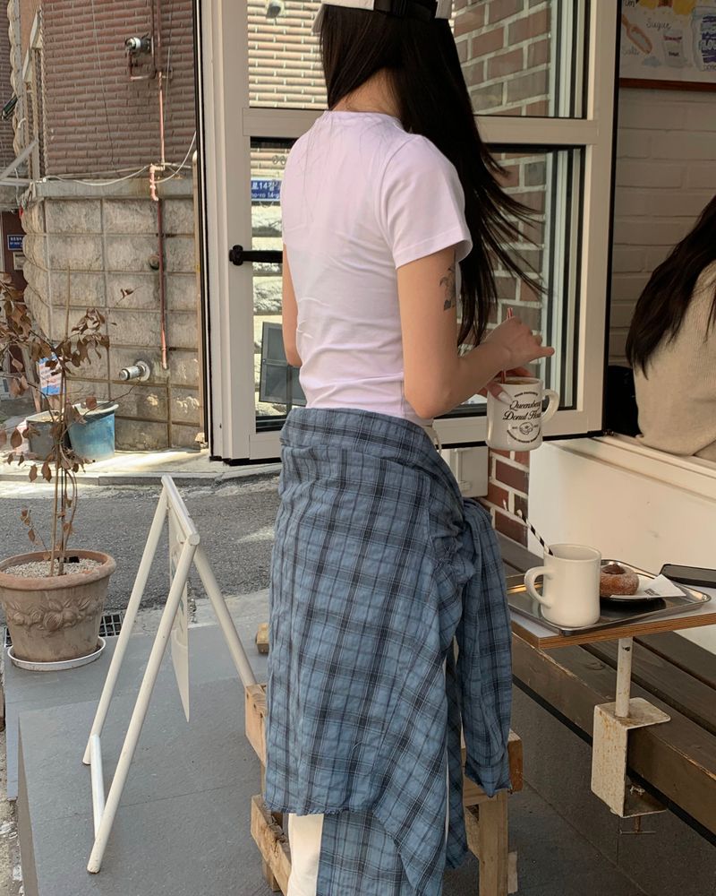 (Unisex) Destroyed check shirts