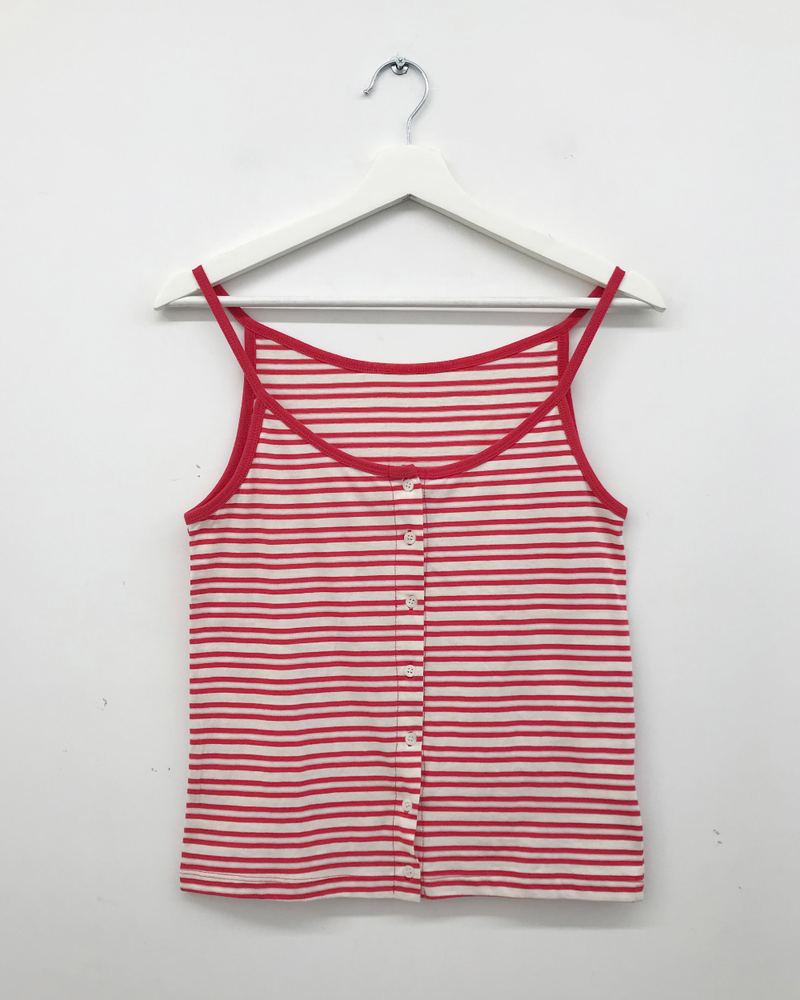 Pobi Striped Button Sleeveless (2color)