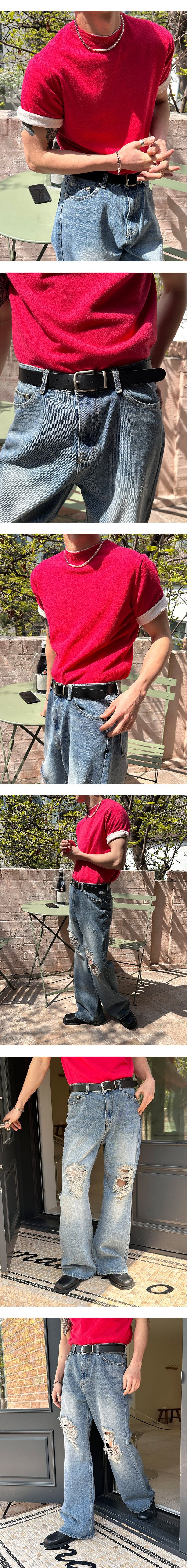 [Unisex] Tin washing boots cut denim pants