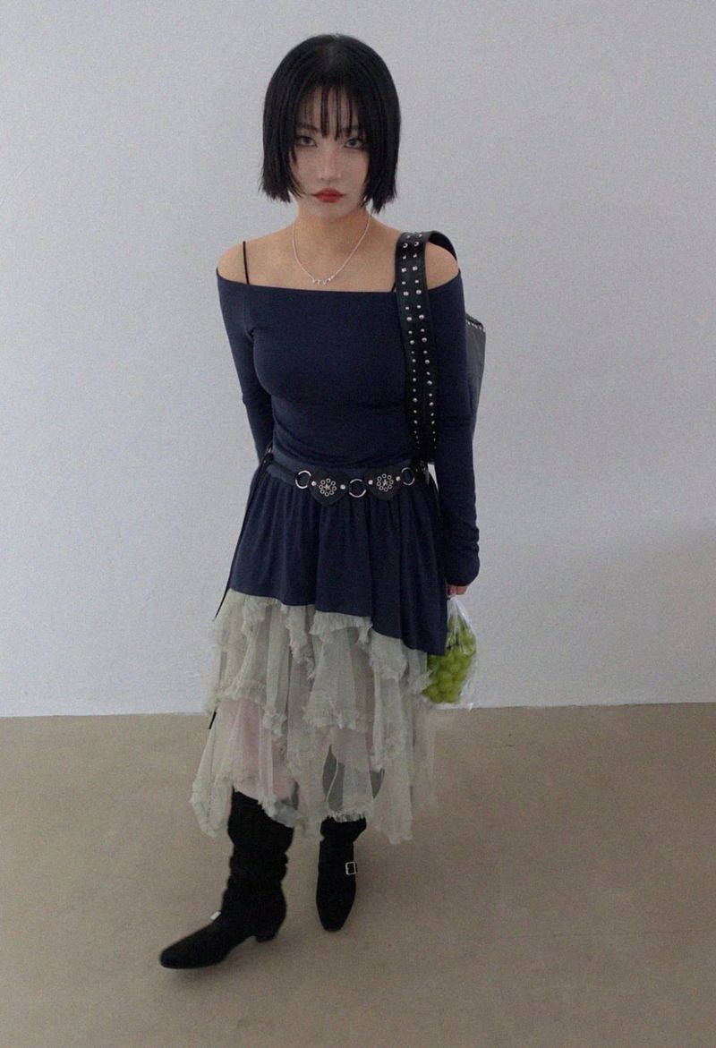 BUDDY FRILL CAN CAN UNBALANCE SKIRT (3COLORS!)