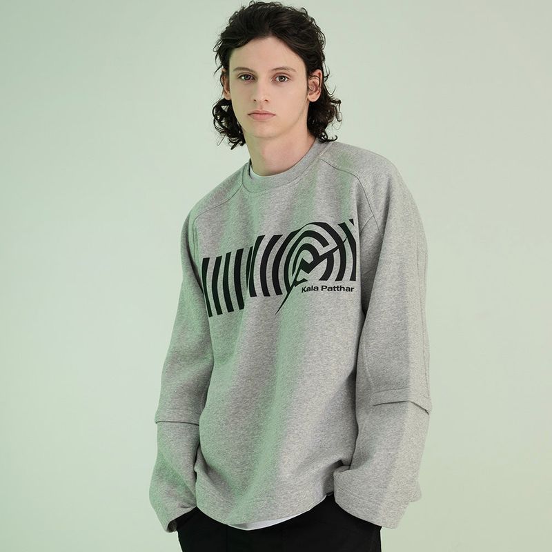 Cotton Napping Round Sweat Shirt - M/GREY