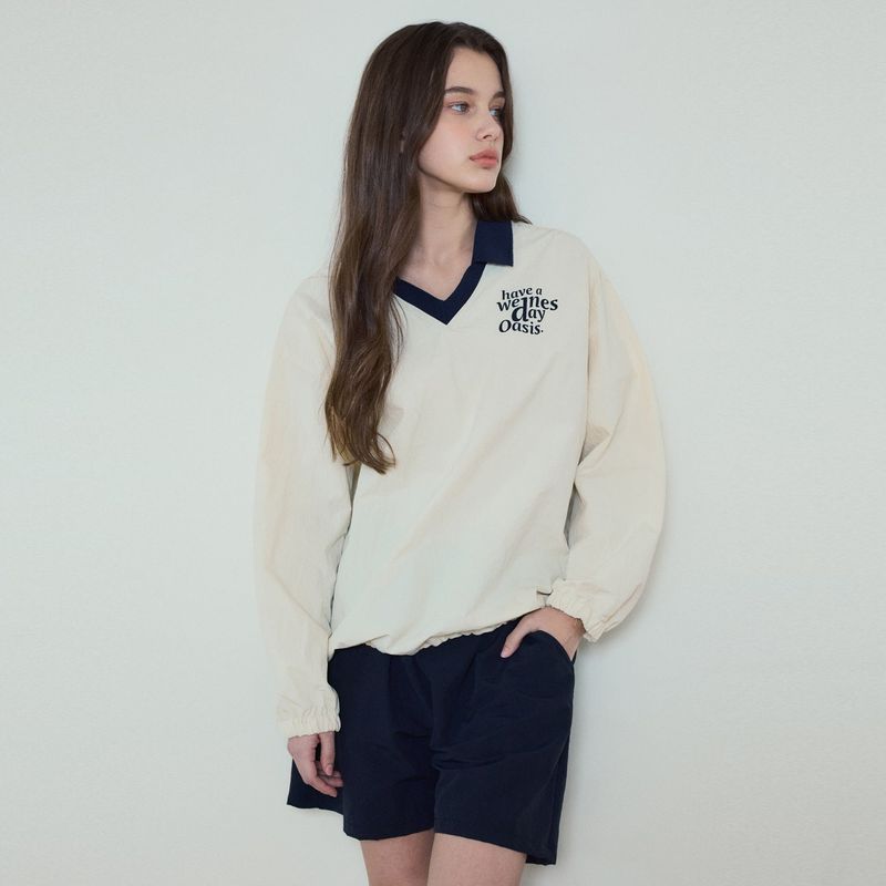 Signature Nylon Collar Sweatshirt_Ivory