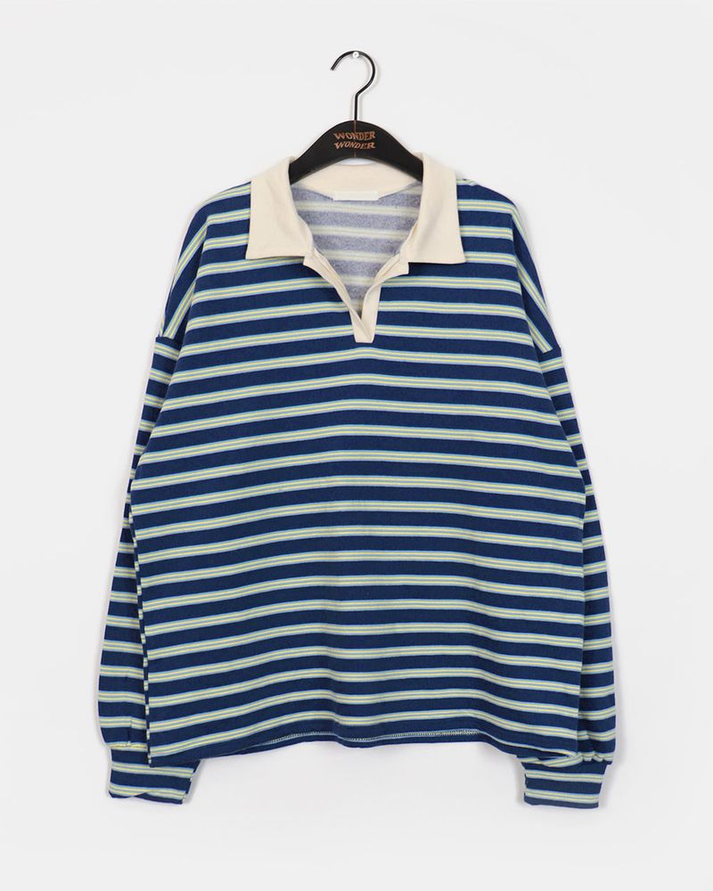 Mato Napping Stripe PK collar Sweatshirt