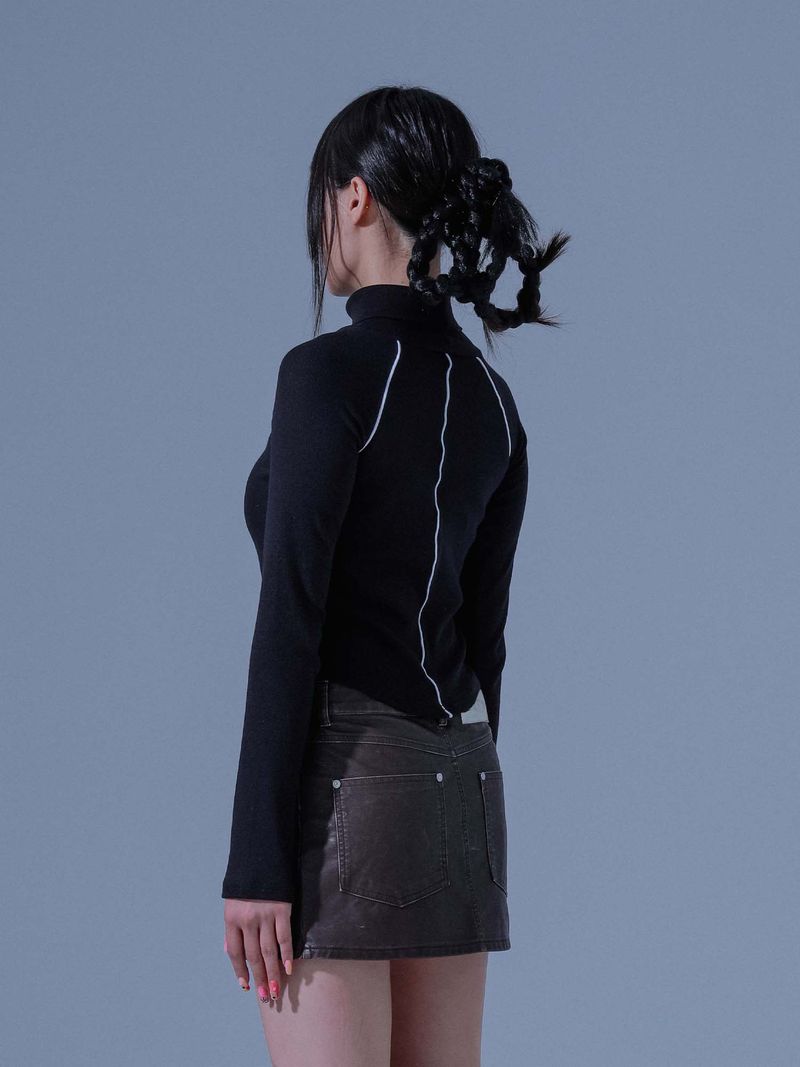 Piping Turtleneck T-shirts(BK)
