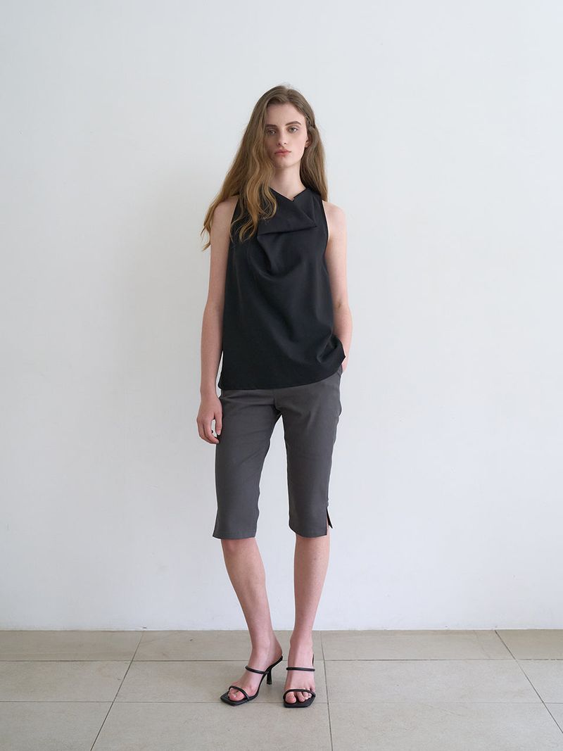 Celine cowl blouse (Black)