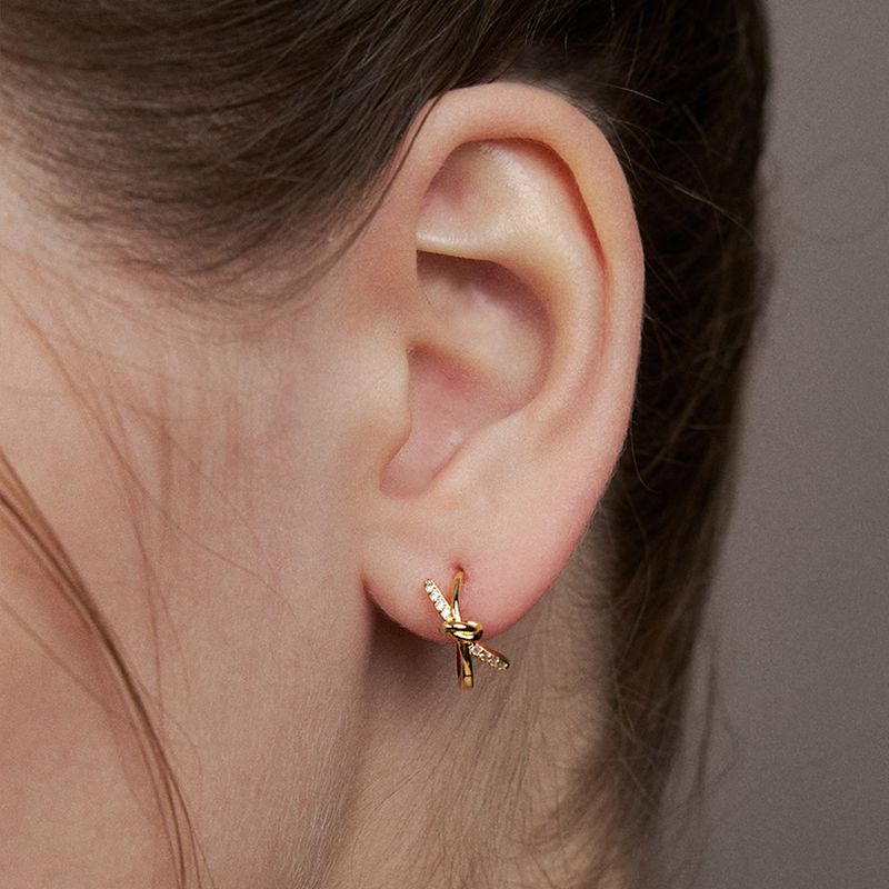 ribbon knot one-touch earring