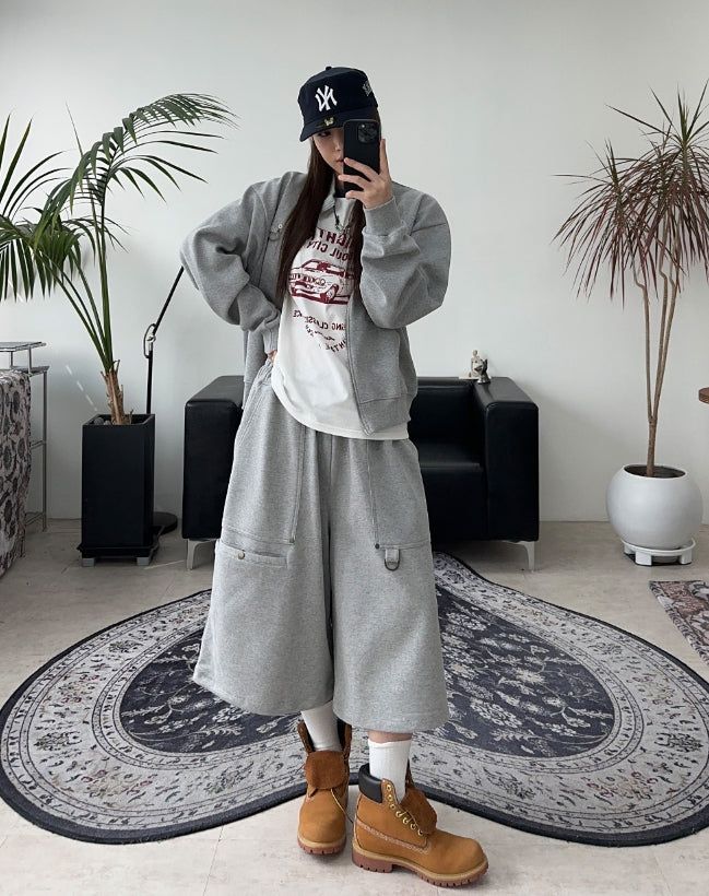 Berop D-ring Crop Zip-up