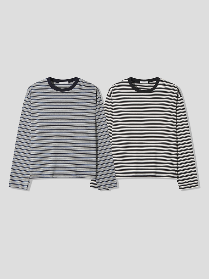 With crop stripe long-sleeve tee