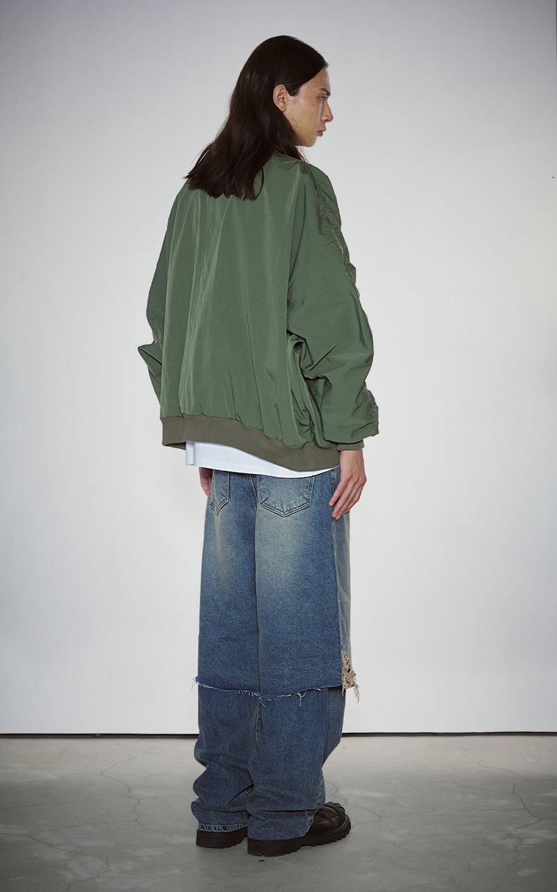 SHIRRING SLEEVED MA-1_KHAKI