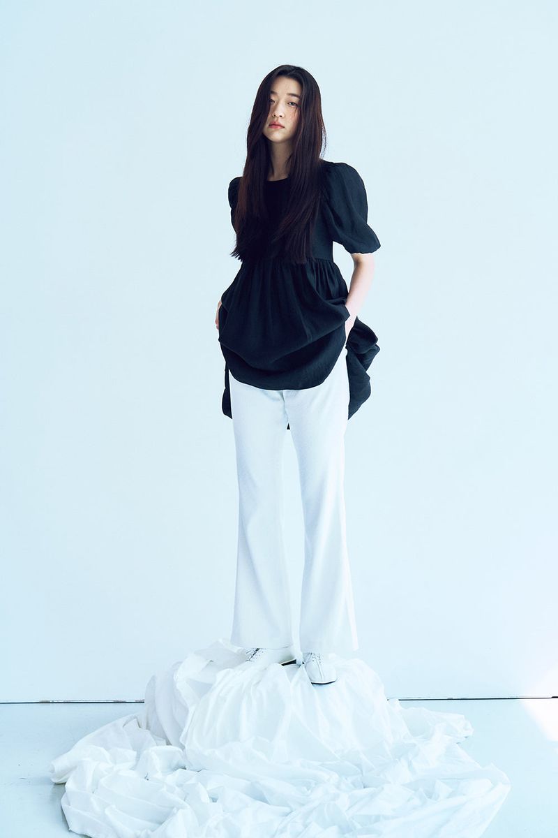 antique jacquard bootscut pants_white