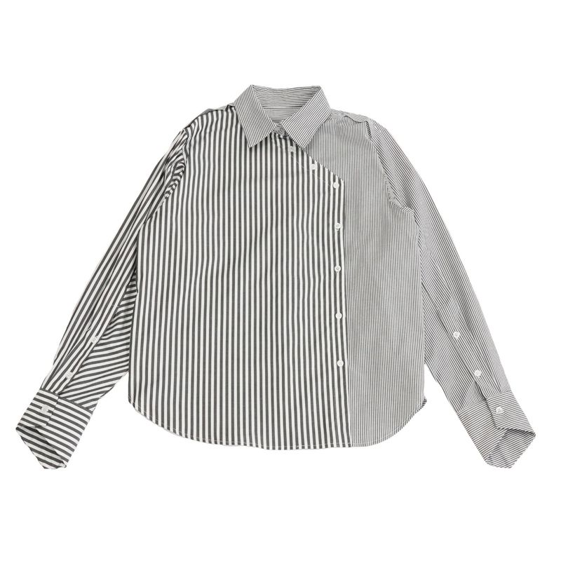 asymmetry stripe overshirt