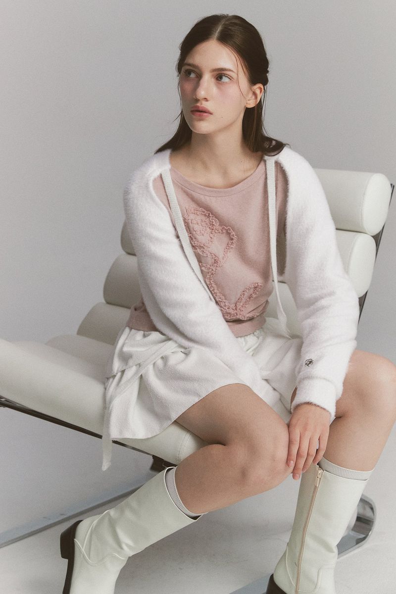 Lace Rose Long Sleeve Pink