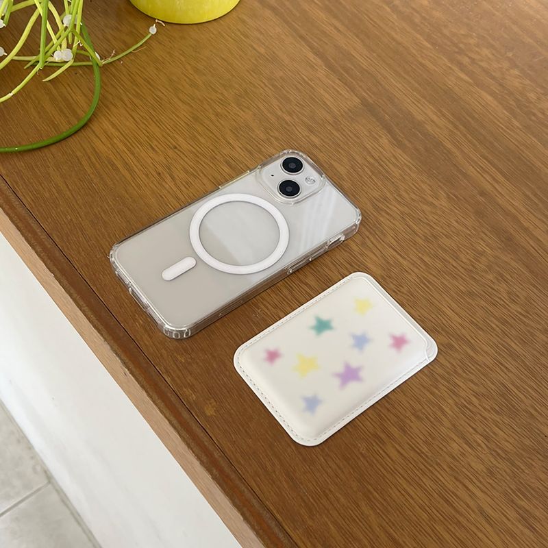 pastel star magSafe white card wallet (single product)