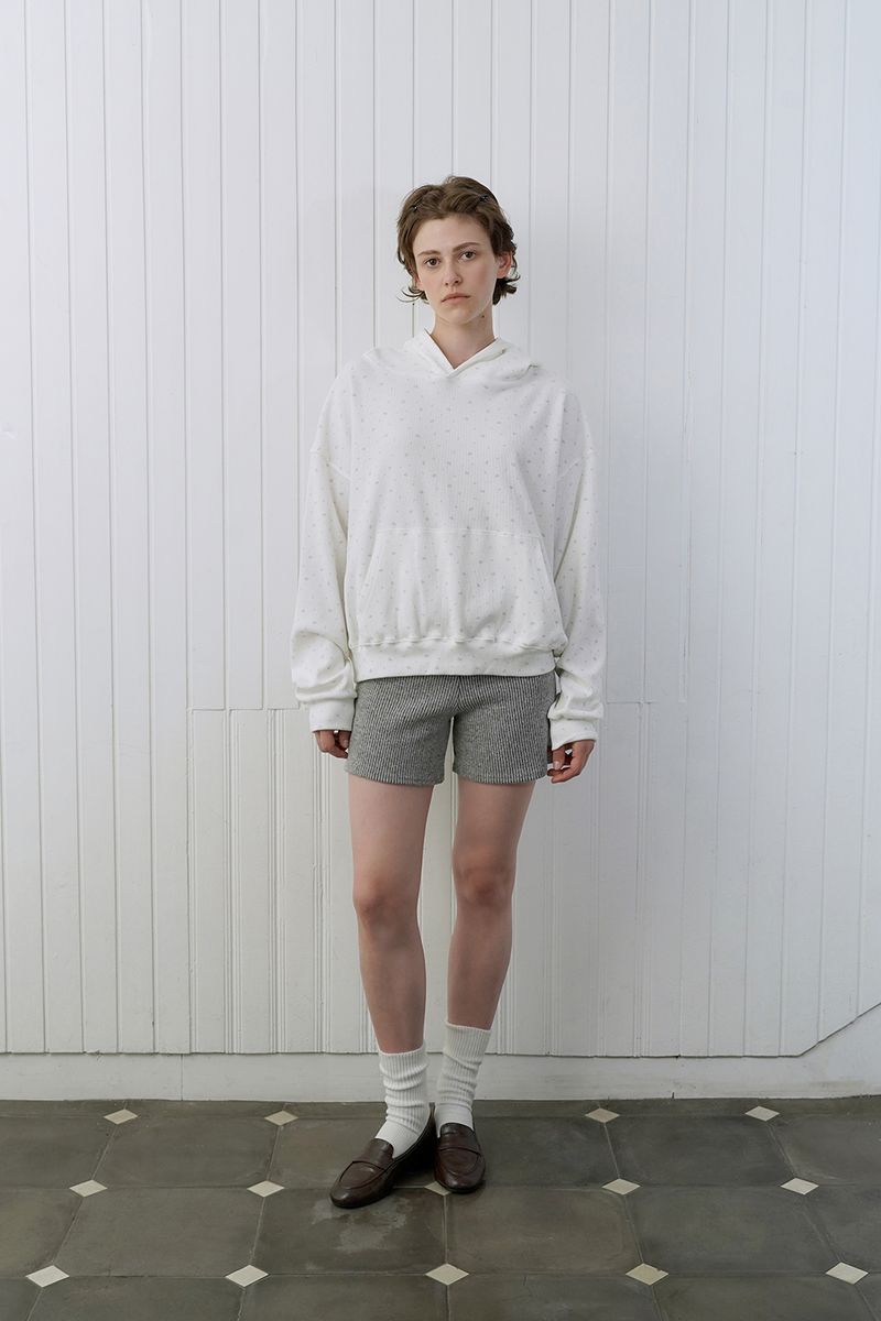 Floral waffle hoodie_ivory