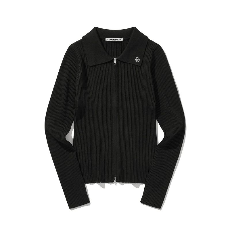 (DUC) Zip-Up Cardigan Black